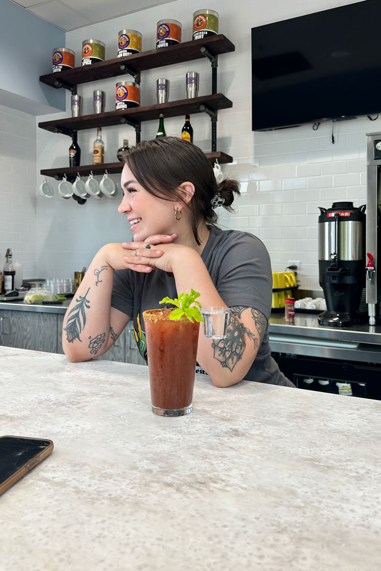 Bartender with a Bloody Mary