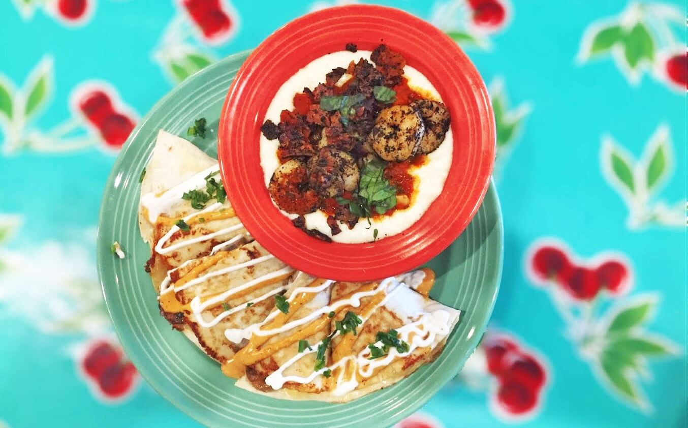 Chicken Quesadilla & Shrimp & Grits